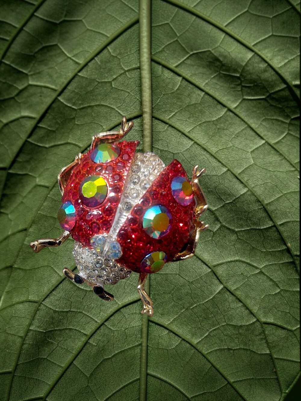 Sparkling Ladybug Statement Brooch